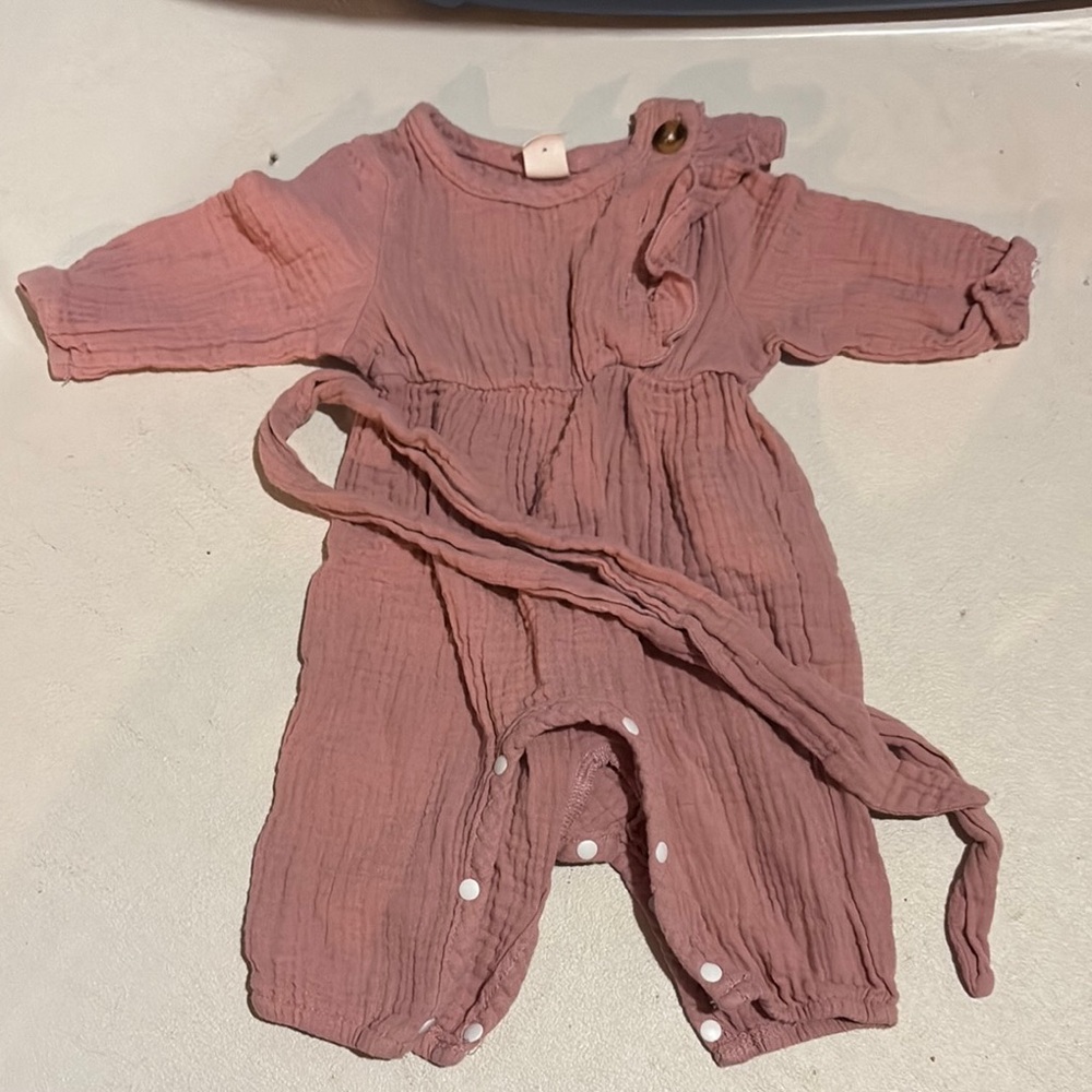 Pink Baby Romper with Button Detail